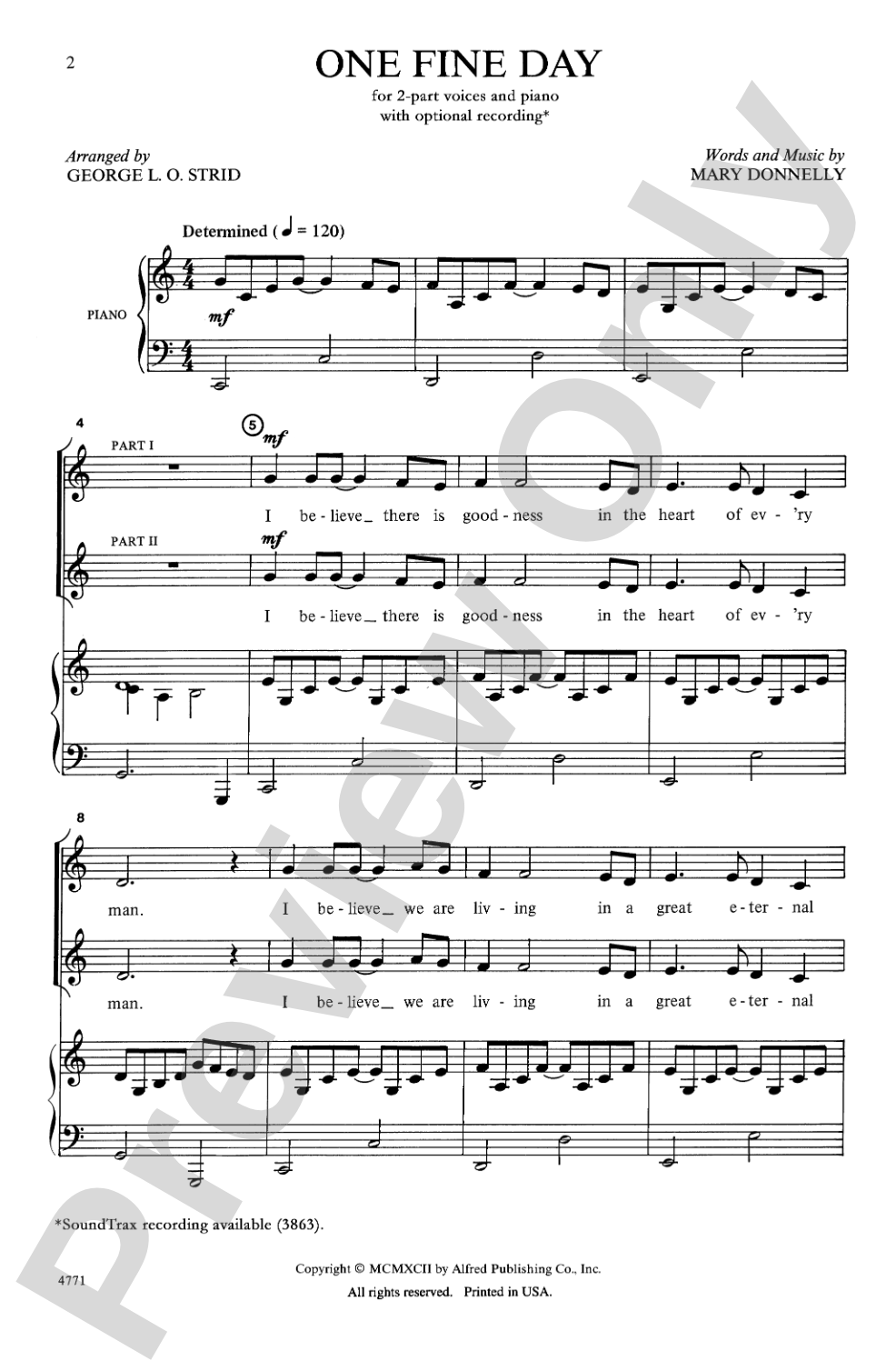 One Fine Day: 2-Part Choral Octavo