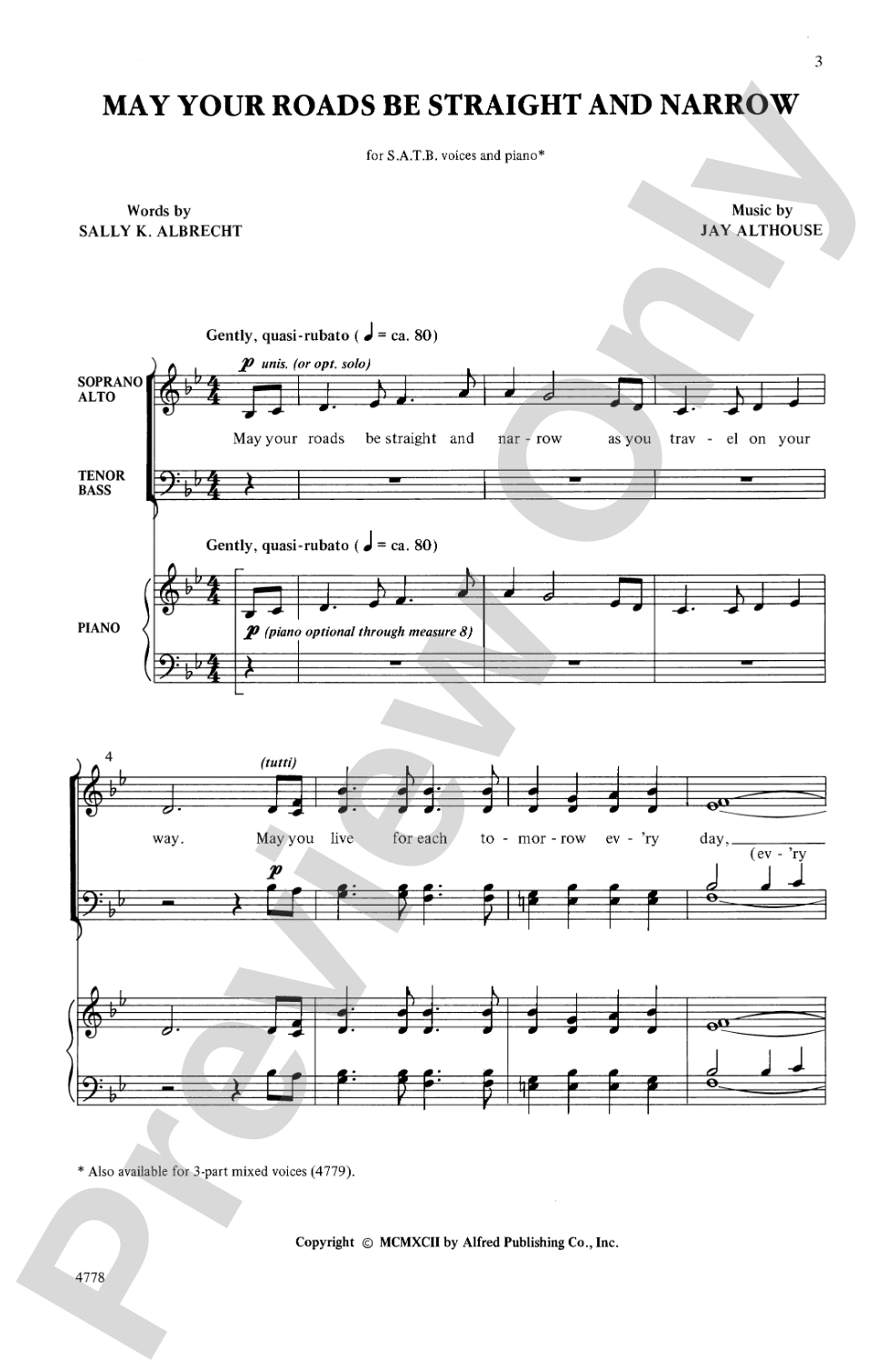 May Your Roads Be Straight and Narrow: SATB Choral Octavo