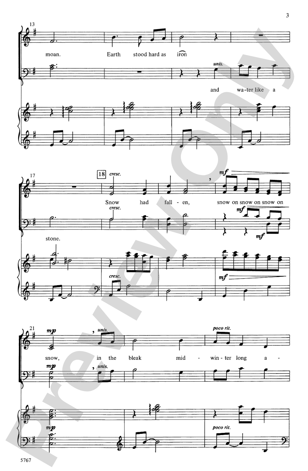 Winter Carol: SATB Choral Octavo