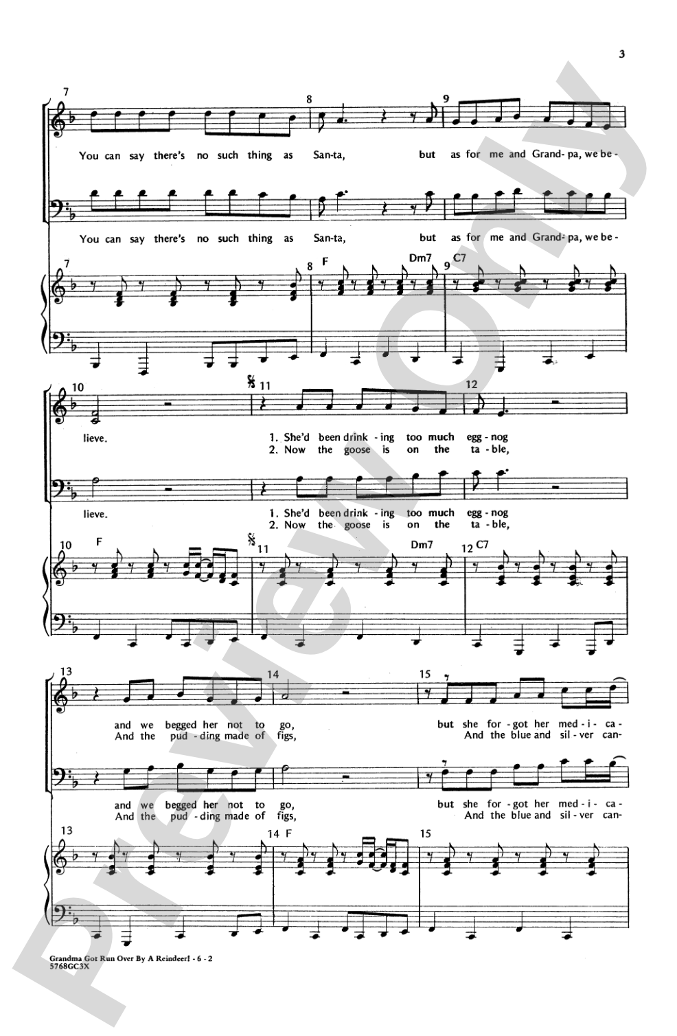 Grandma Got Run Over by a Reindeer: SAB Choral Octavo