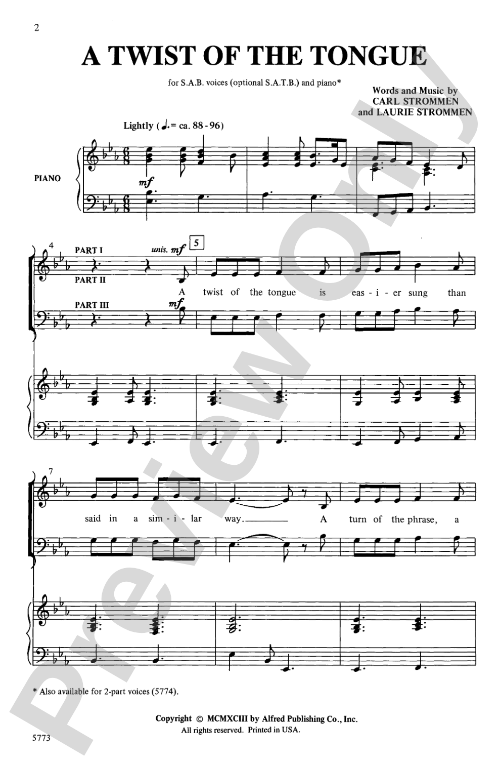 A Twist of the Tongue: SAB/SATB Choral Octavo