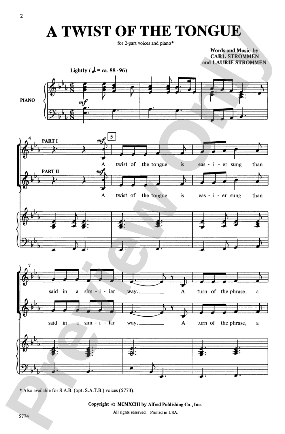 A Twist of the Tongue: 2-Part Choral Octavo