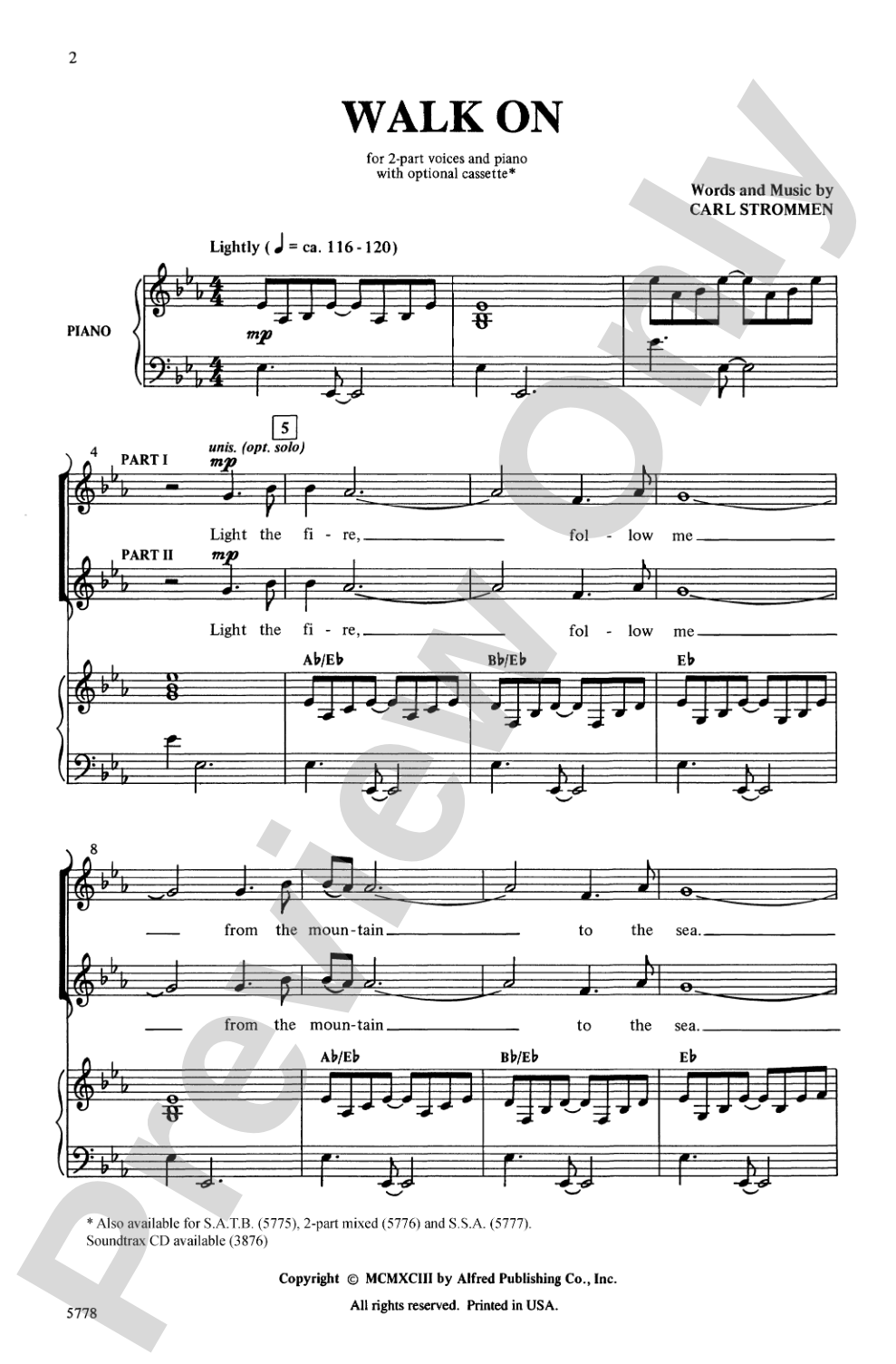 Walk On: 2-Part Choral Octavo