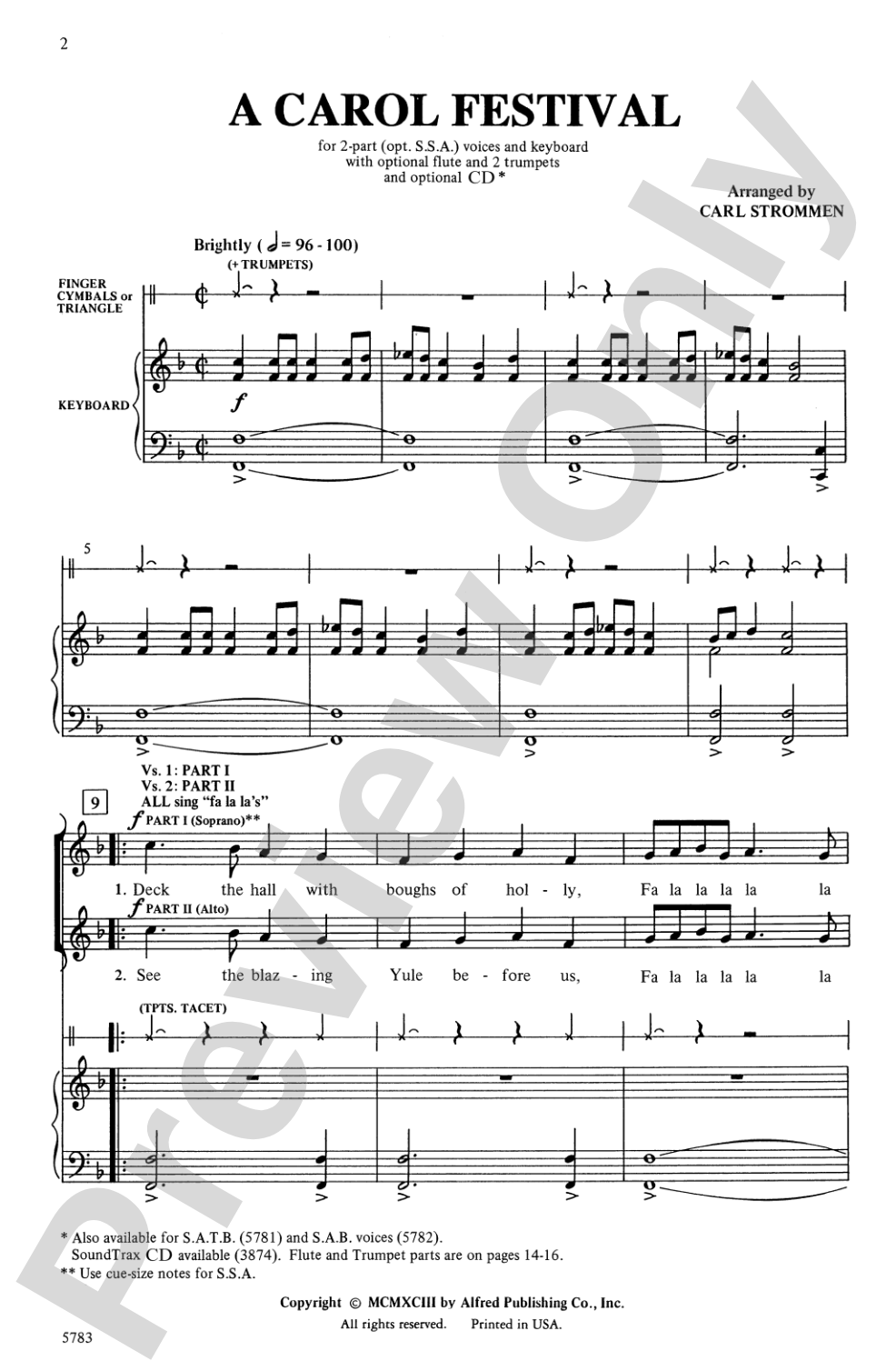 A Carol Festival: 2-Part/SSA Choral Octavo