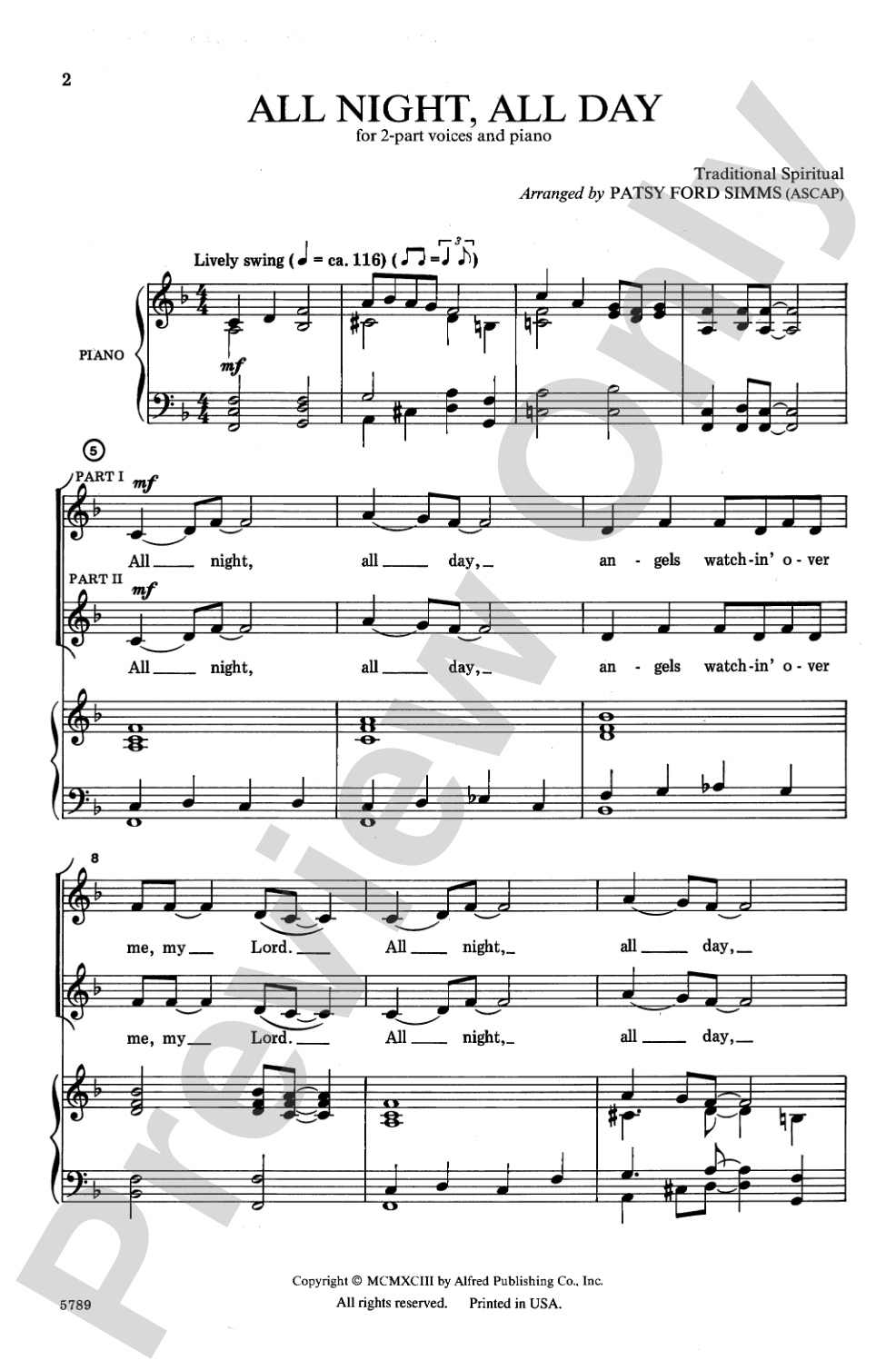 All Night, All Day: 2-Part Choral Octavo