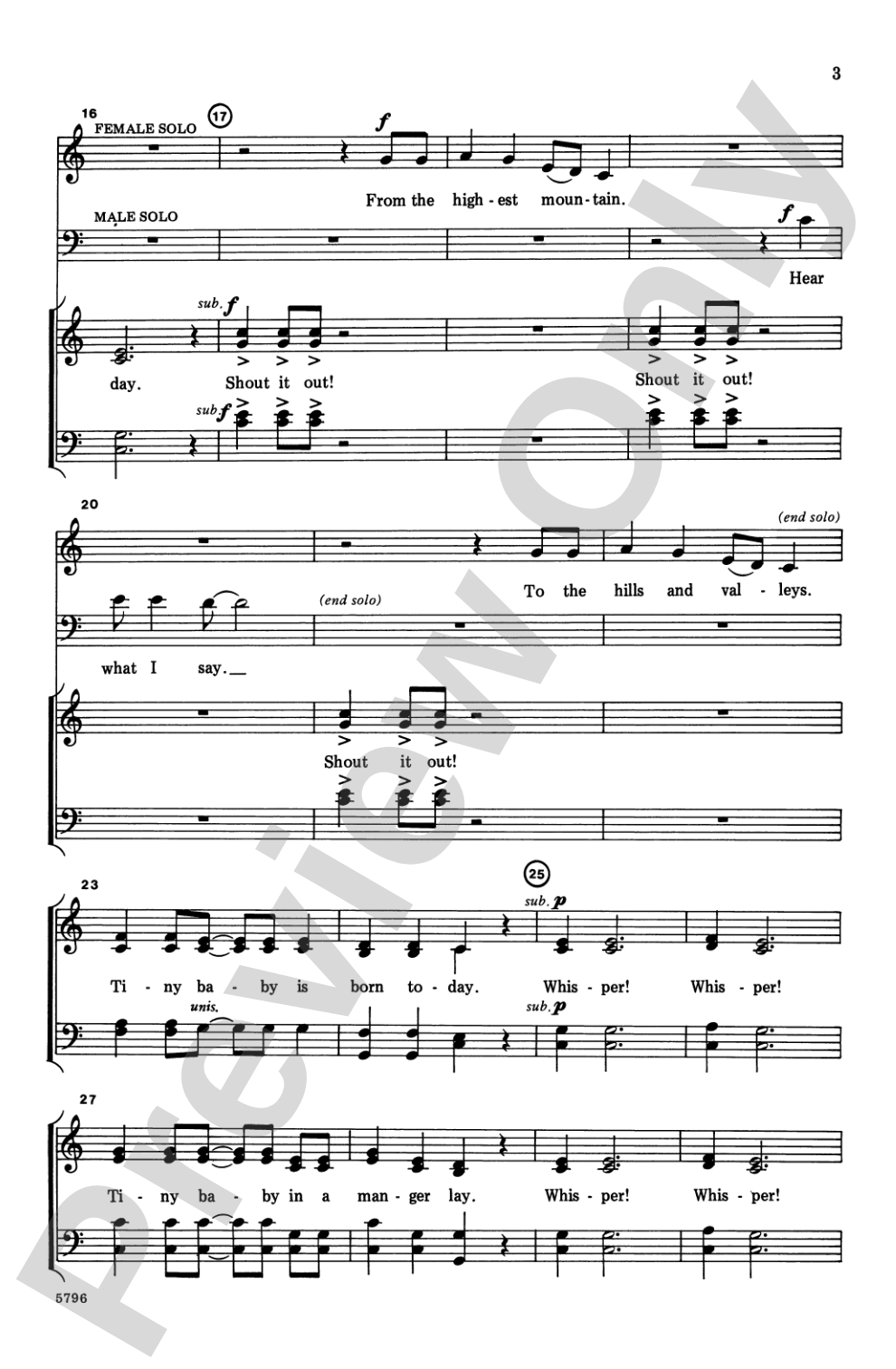 Whisper! Whisper! (Baby Born Today): SATB, <I>a cappella</I> Choral Octavo
