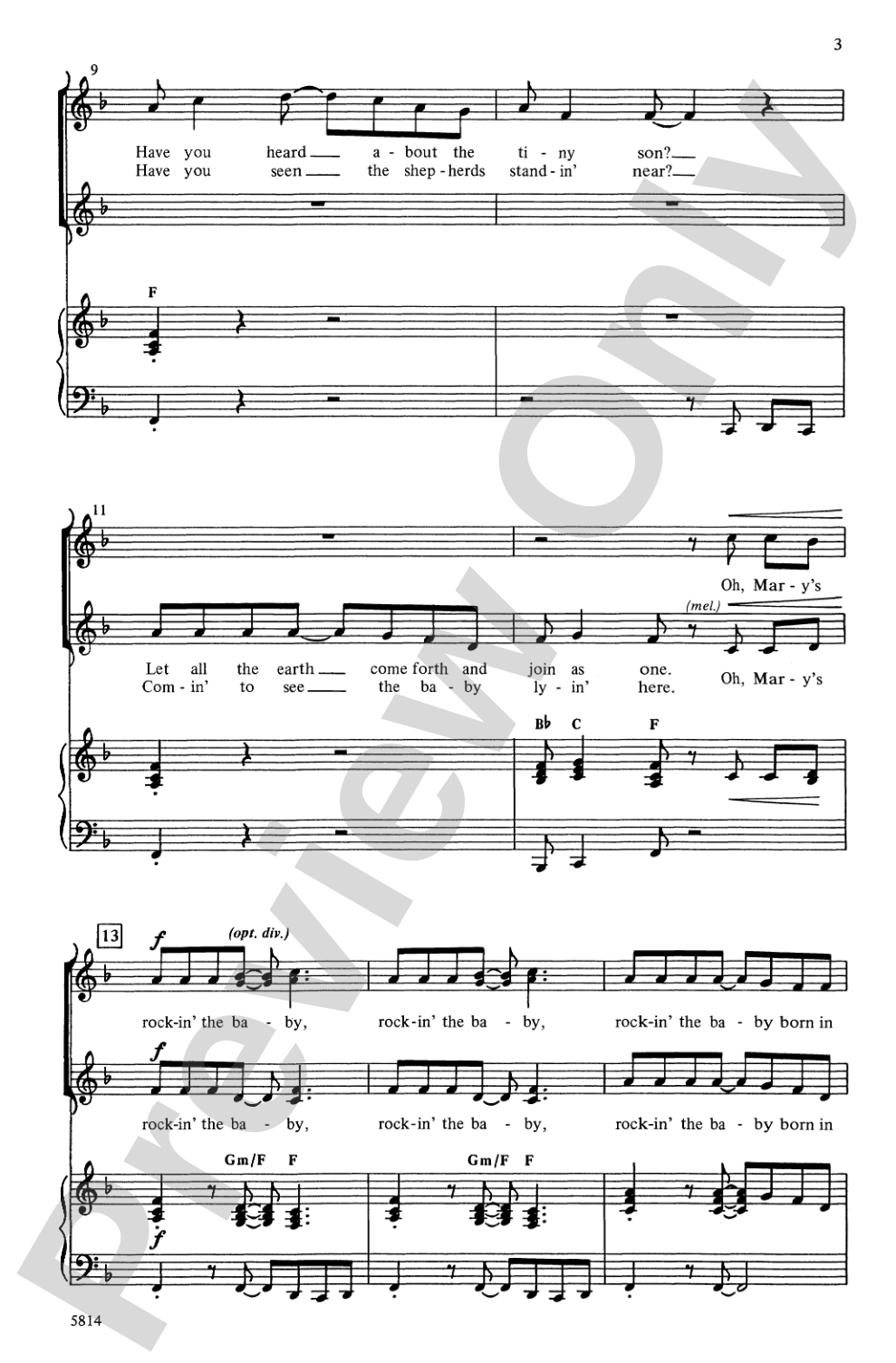 Rockin' the Baby: 2-Part/SSA Choral Octavo
