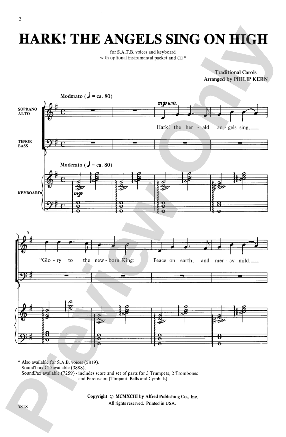 Hark! The Angels Sing on High: SATB Choral Octavo