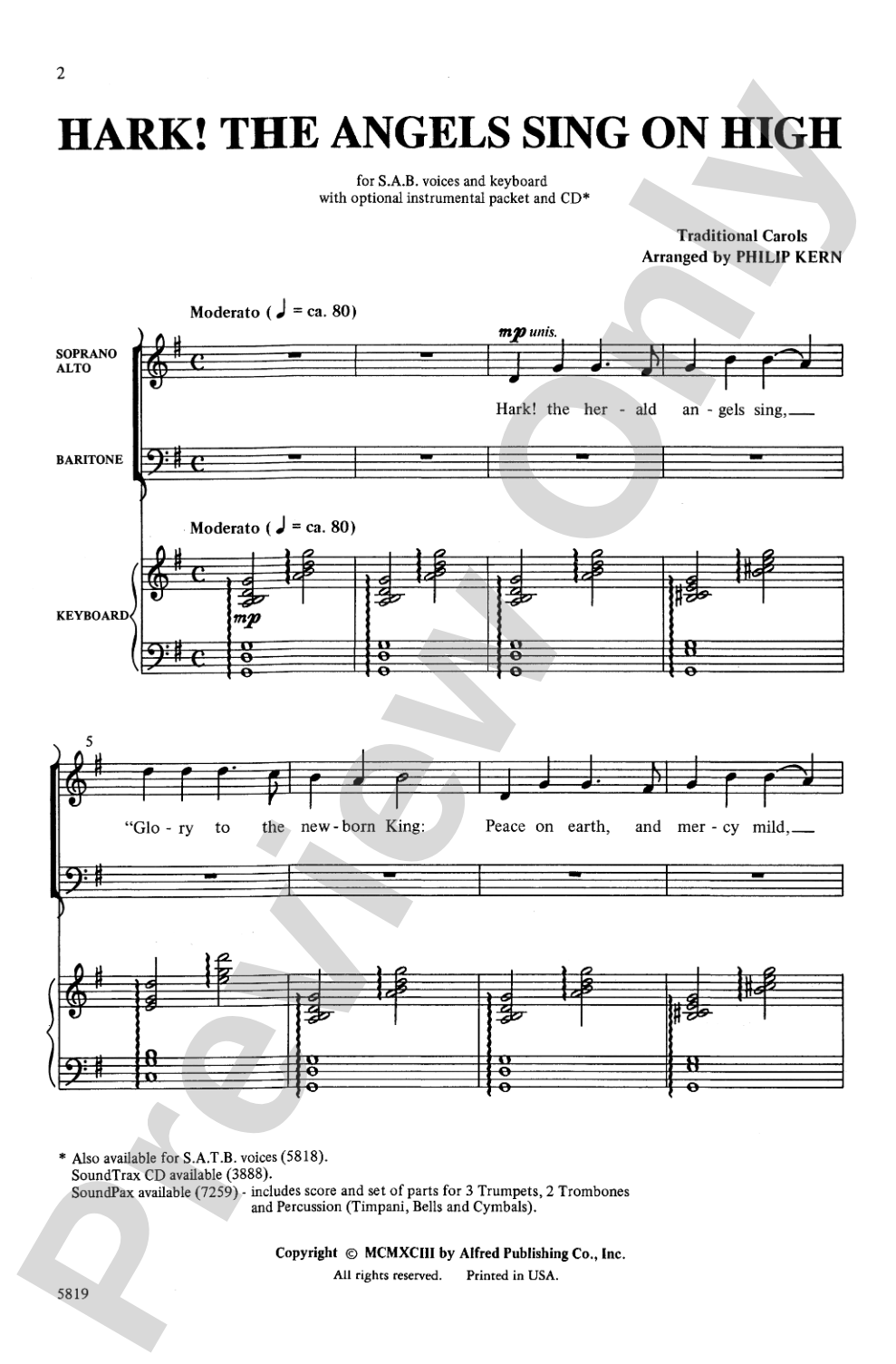 Hark! The Angels Sing on High: SAB Choral Octavo