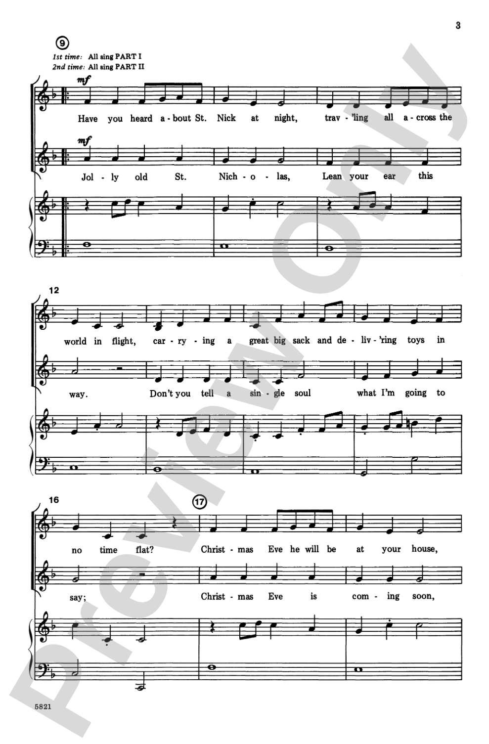 St. Nick at Night (Jolly Old St. Nicholas): 2-Part Choral Octavo