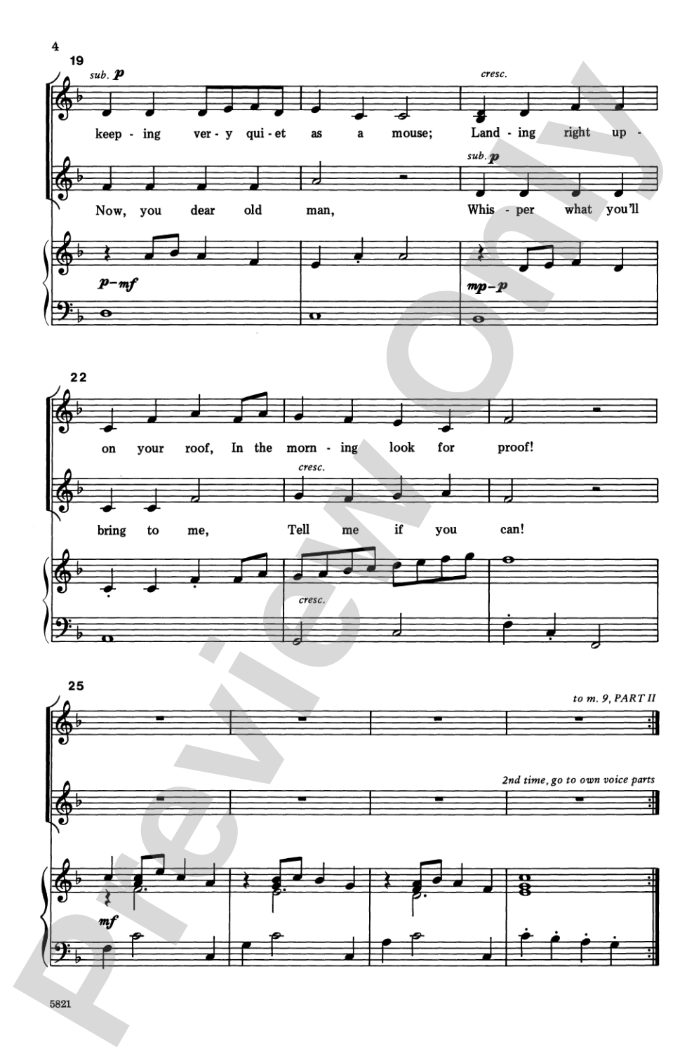 St. Nick at Night (Jolly Old St. Nicholas): 2-Part Choral Octavo