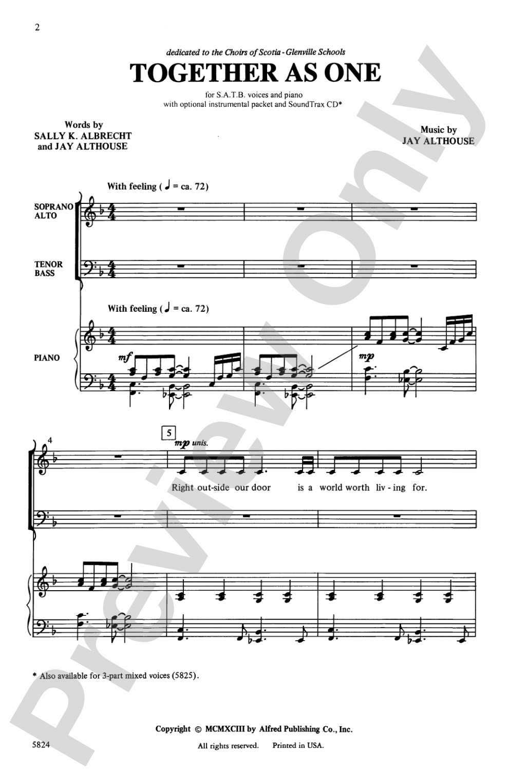 Together As One: SATB Choral Octavo