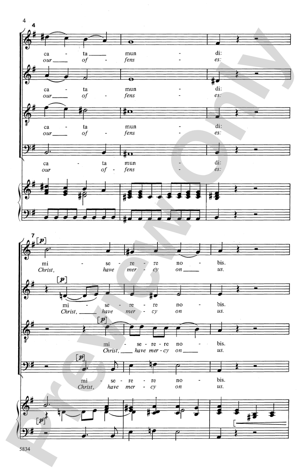 Agnus Dei (from <i>Missa Brevis in G</i>): SATB Choral Octavo