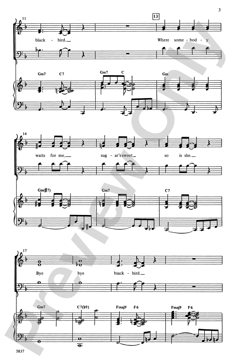 Bye Bye Blackbird: 3-Part Mixed Choral Octavo