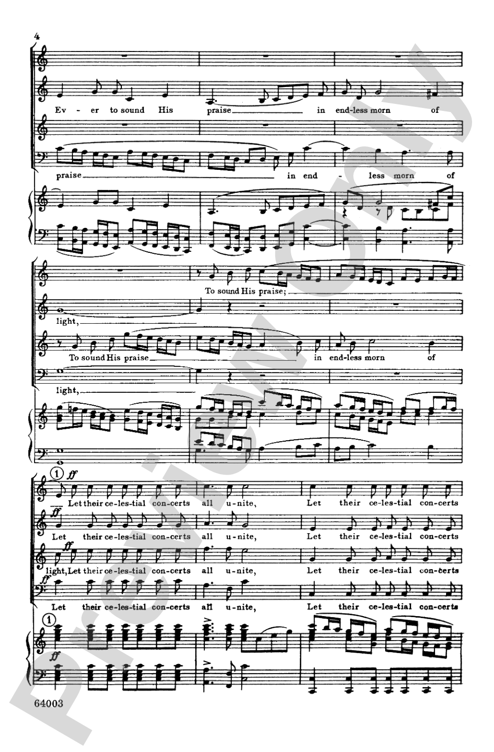 Let Their Celestial Concerts Unite (from <I>Samson</I>): SATB Choral Octavo
