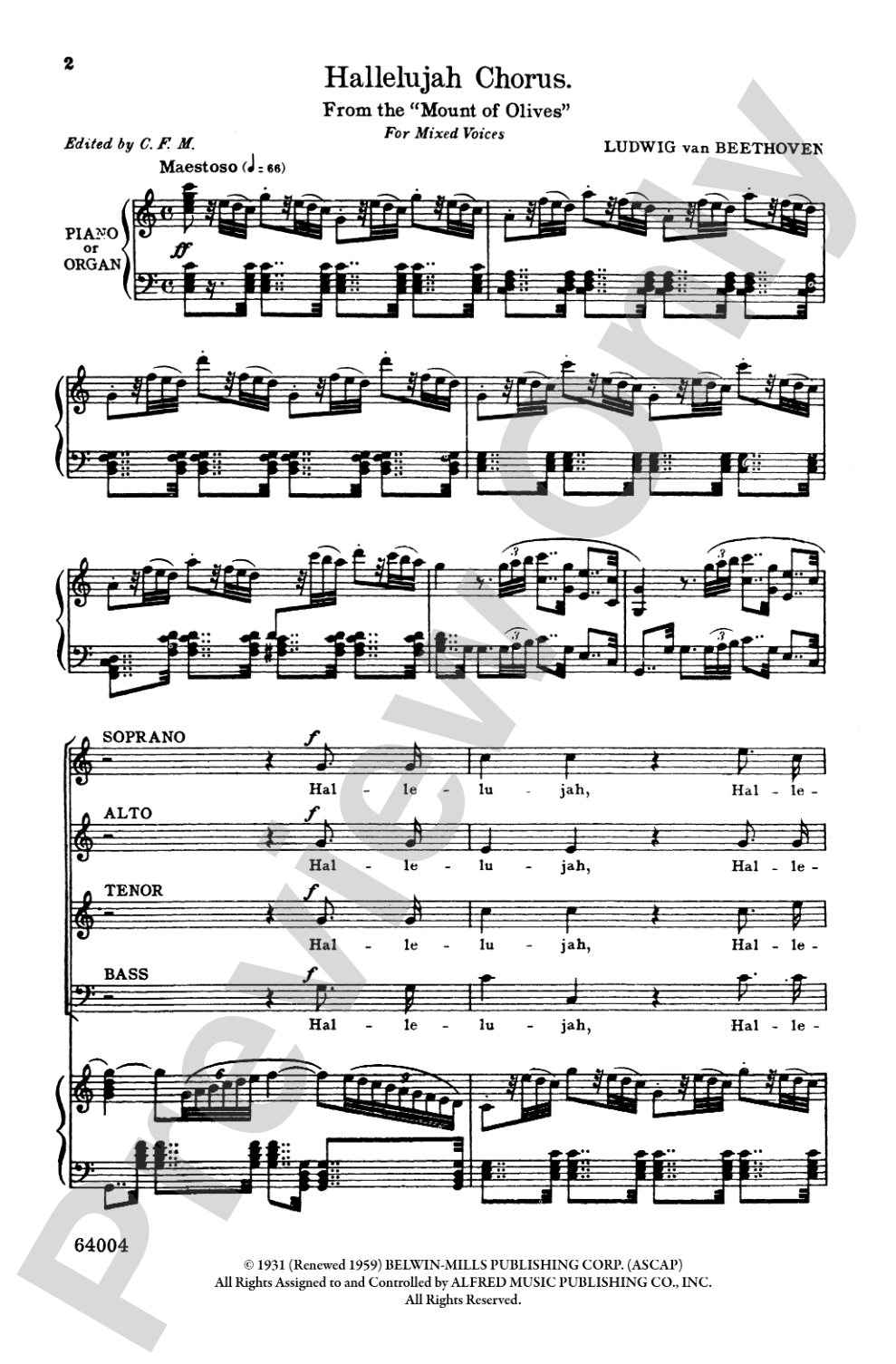 Hallelujah Chorus (<I>Mount of Olives</I>): SATB Choral Octavo