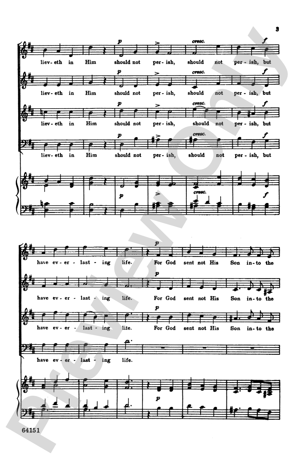 God So Loved the World: SATB, <I>a cappella</I> ad lib. Choral Octavo