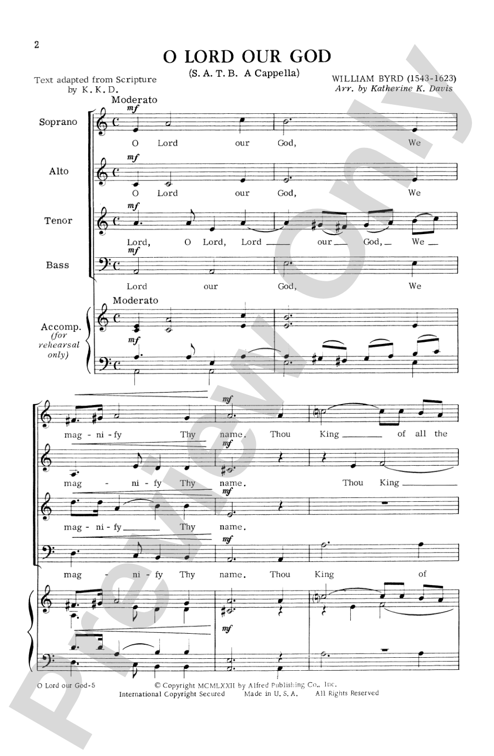 O Lord Our God: SATB Choral Octavo