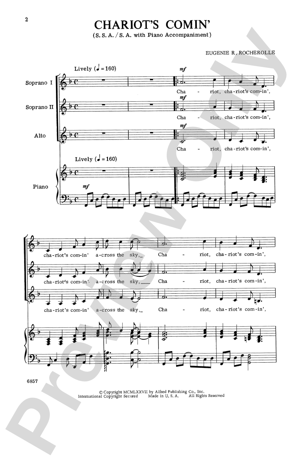 Chariots Comin'! (Swing Low, Sweet Chariot): SSA/2-Part Choral Octavo