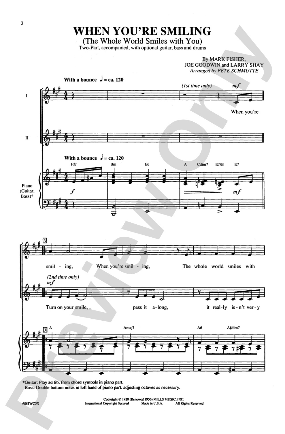 When You're Smiling: 2-Part Choral Octavo