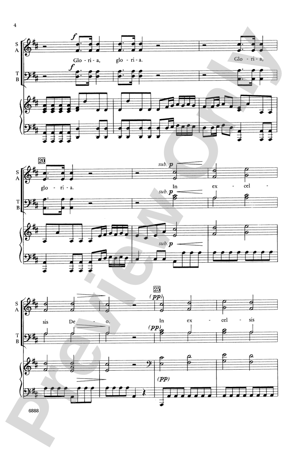 Gloria, Selections from (3 movements): SATB Choral Octavo