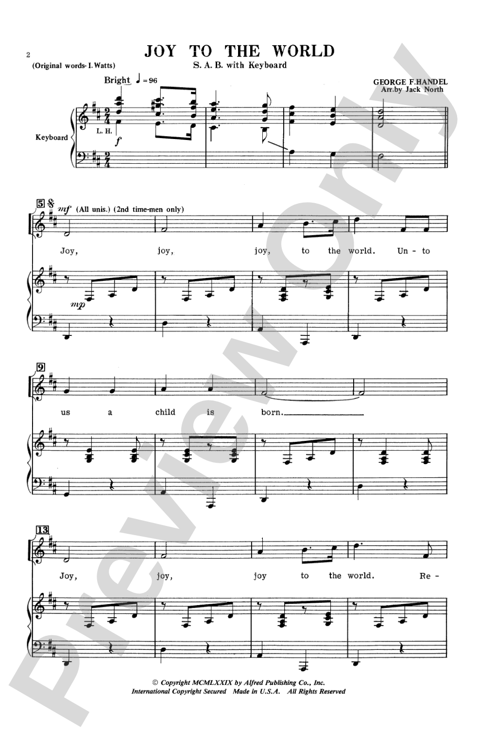 Joy to the World: SAB Choral Octavo