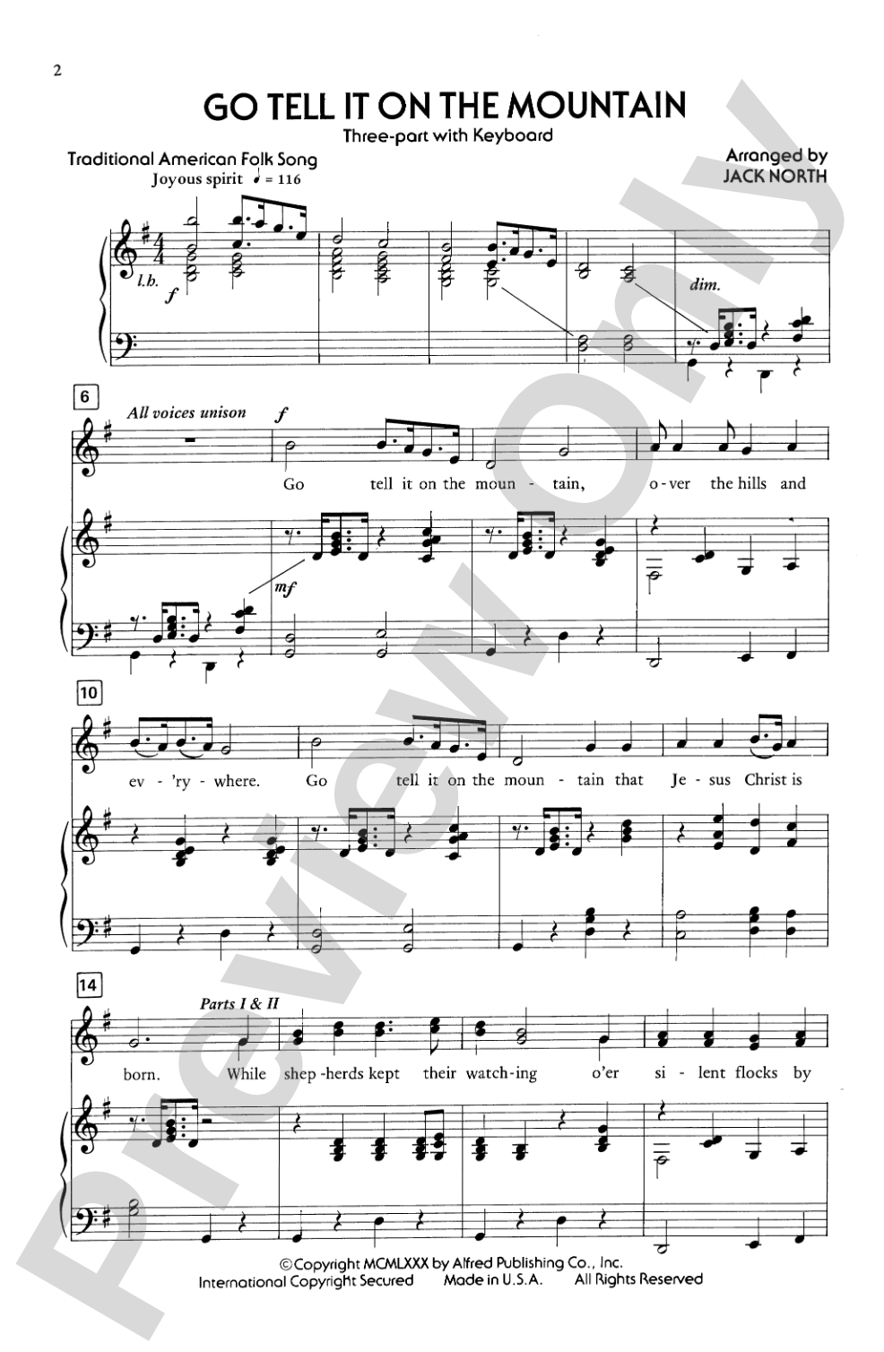 Go Tell It on the Mountain: 3-Part (any combination) Choral Octavo
