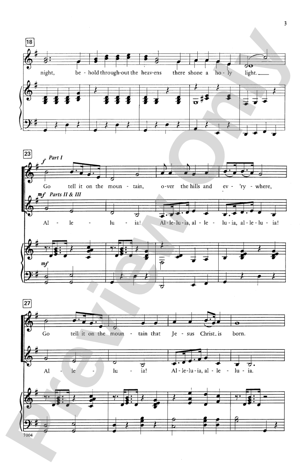 Go Tell It on the Mountain: 3-Part (any combination) Choral Octavo
