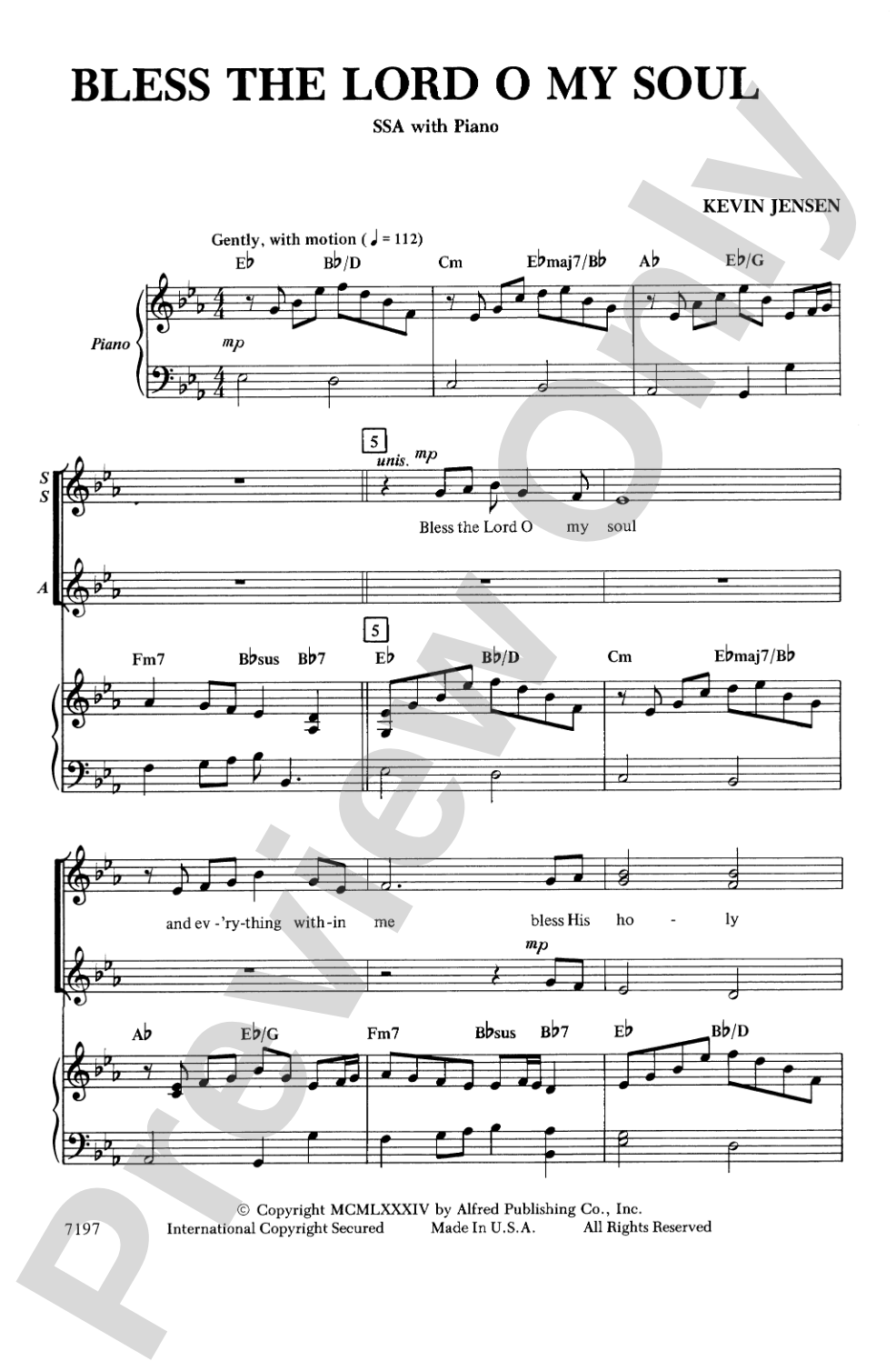 Bless the Lord, O My Soul: SSA Choral Octavo