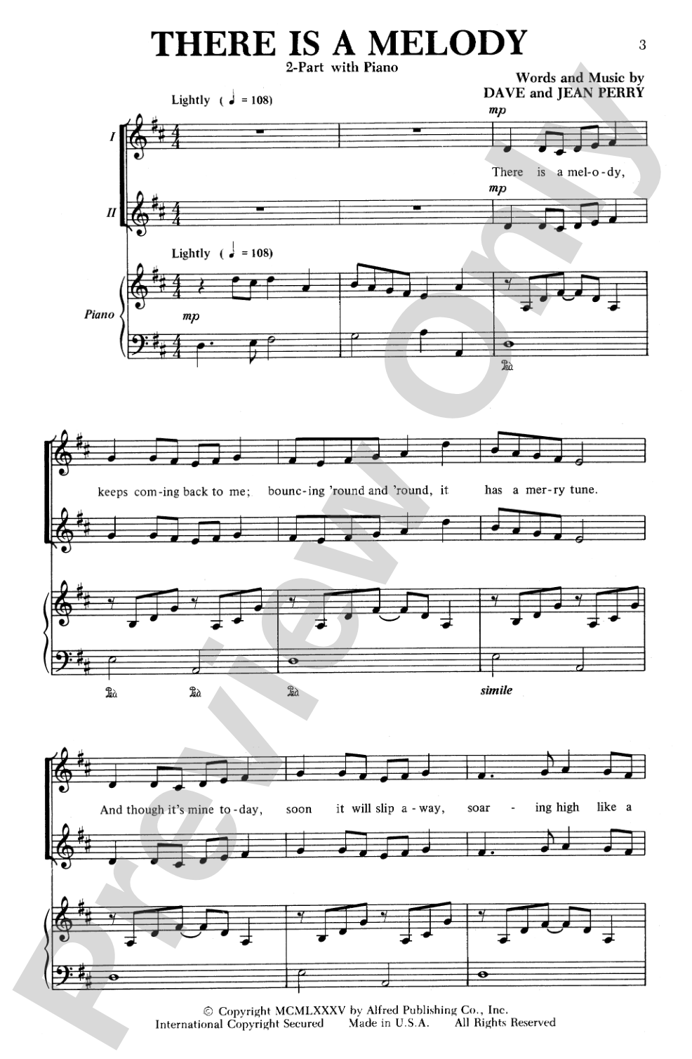 There Is a Melody: Unison/2-Part Choral Octavo