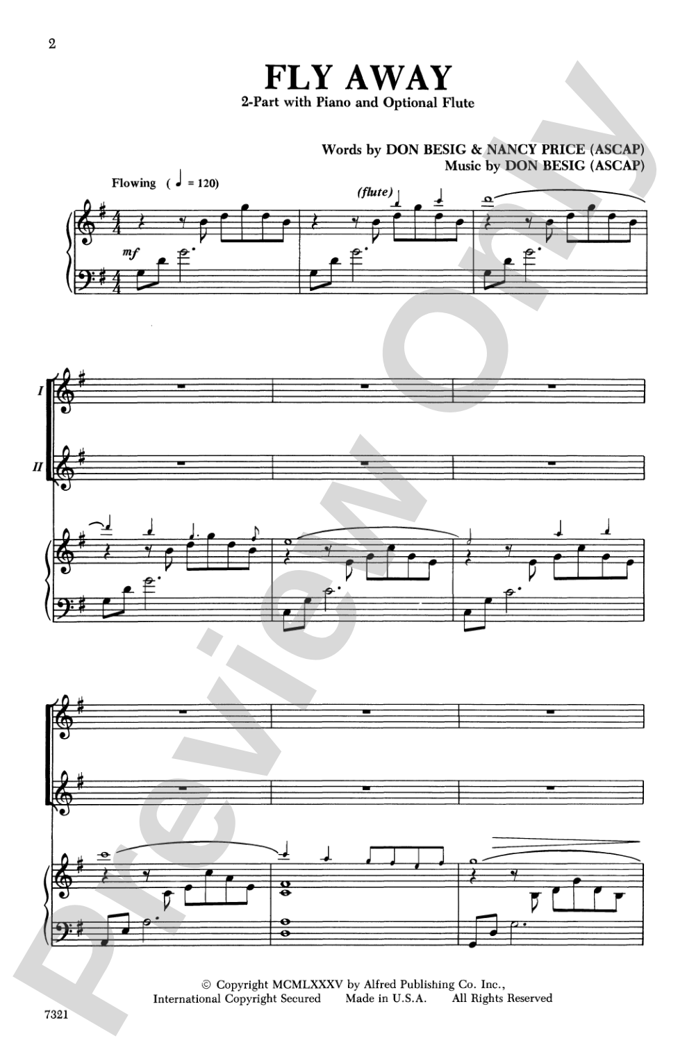 Fly Away: 2-Part Choral Octavo