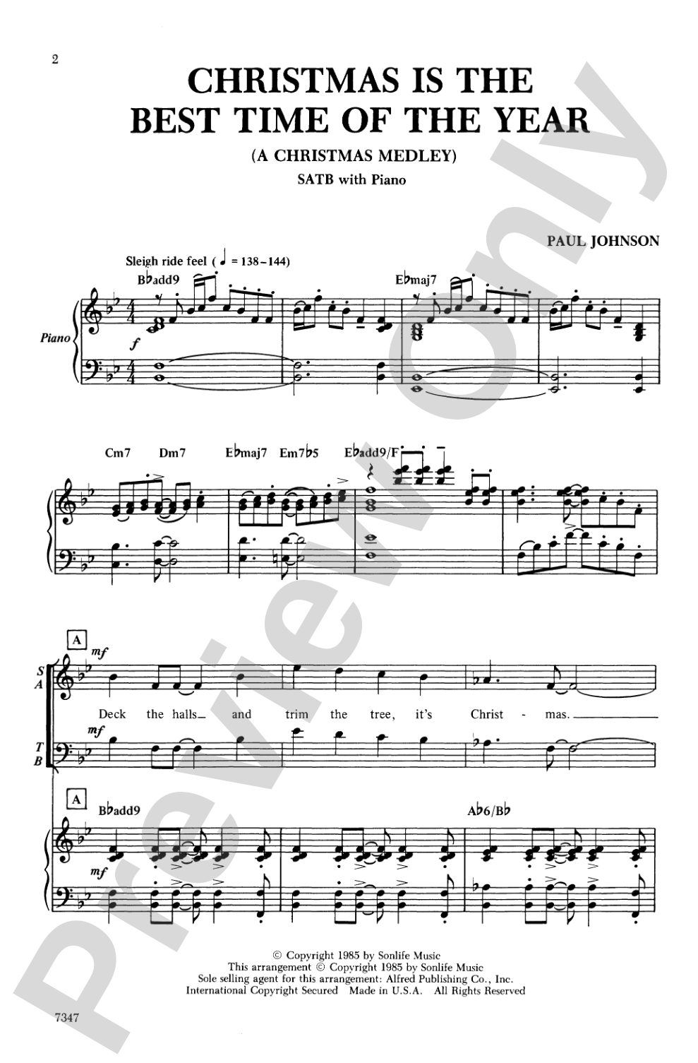 Christmas Is the Best Time of the Year (A Christmas Medley): SATB Choral Octavo