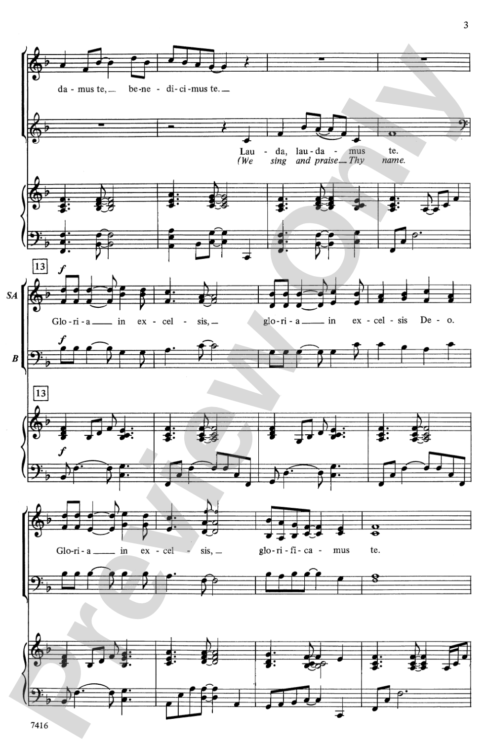 Laudamus Te: 3-Part Mixed Choral Octavo