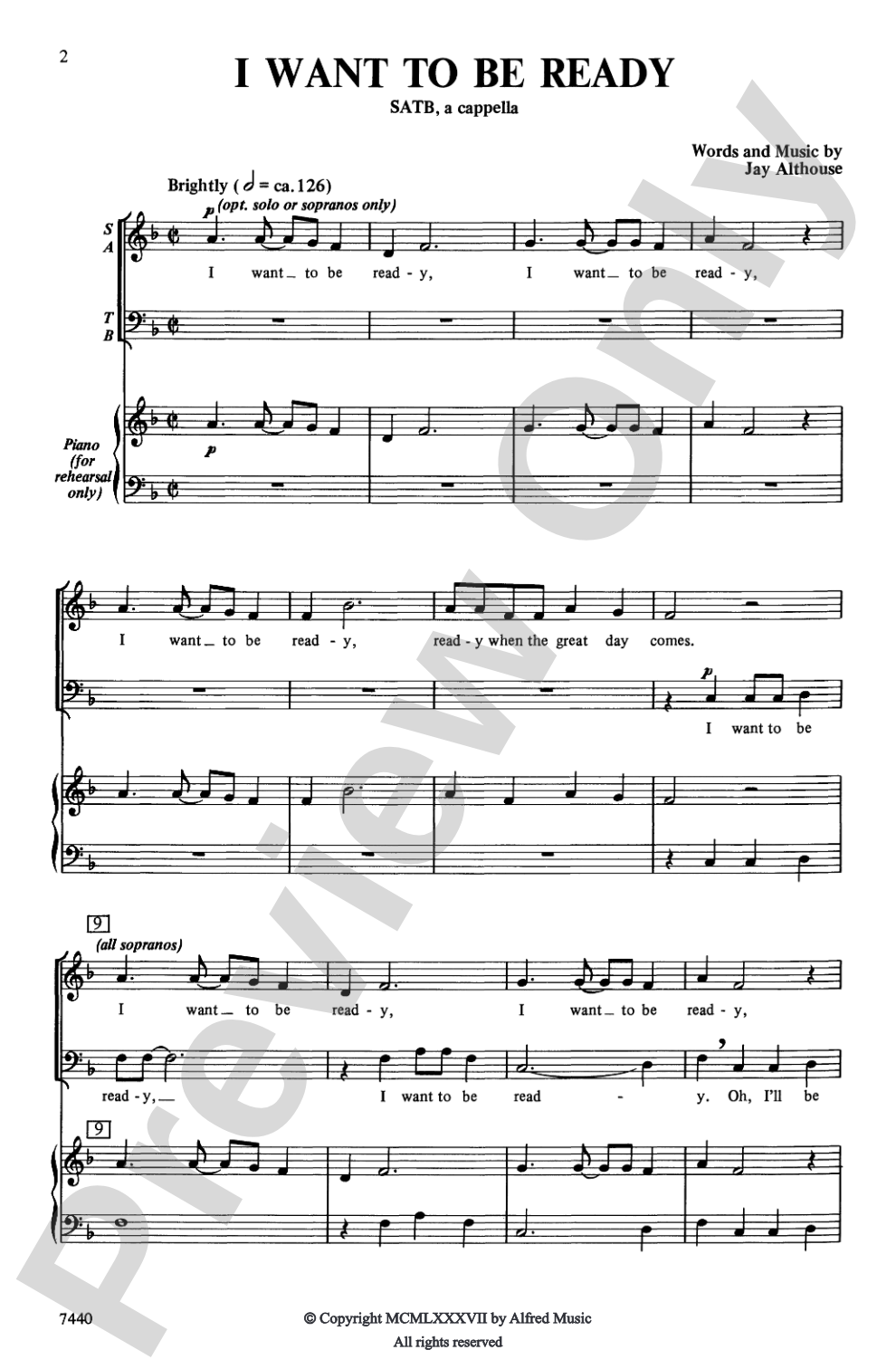 I Want to Be Ready: SATB, <i>a cappella</i> Choral Octavo