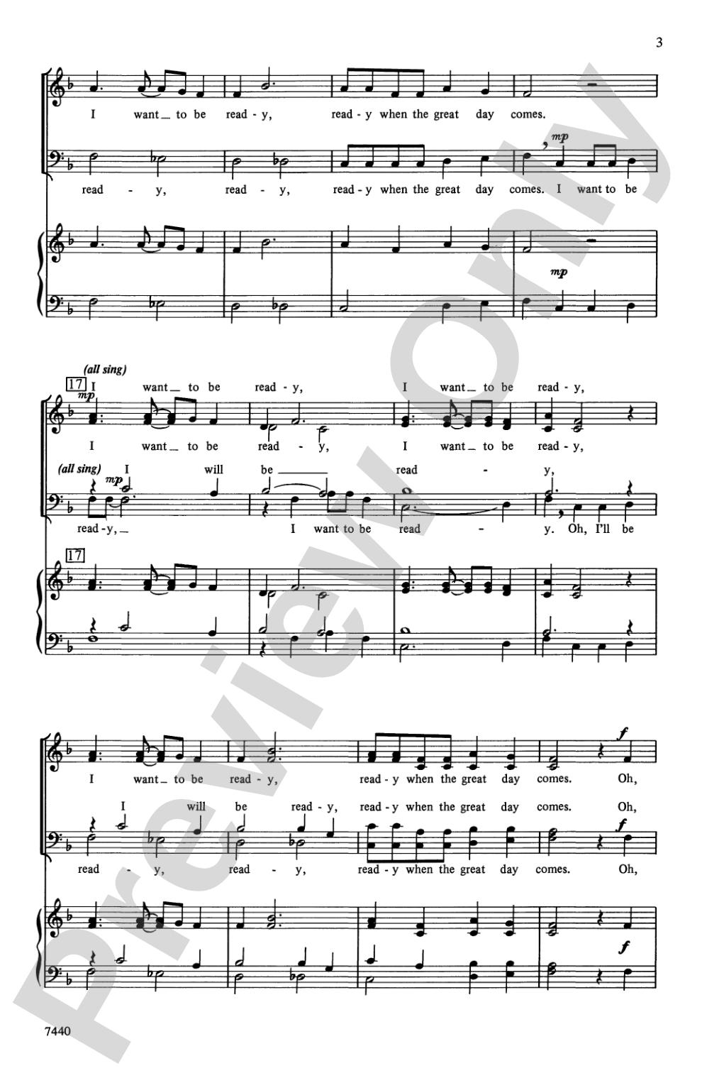 I Want to Be Ready: SATB, <i>a cappella</i> Choral Octavo