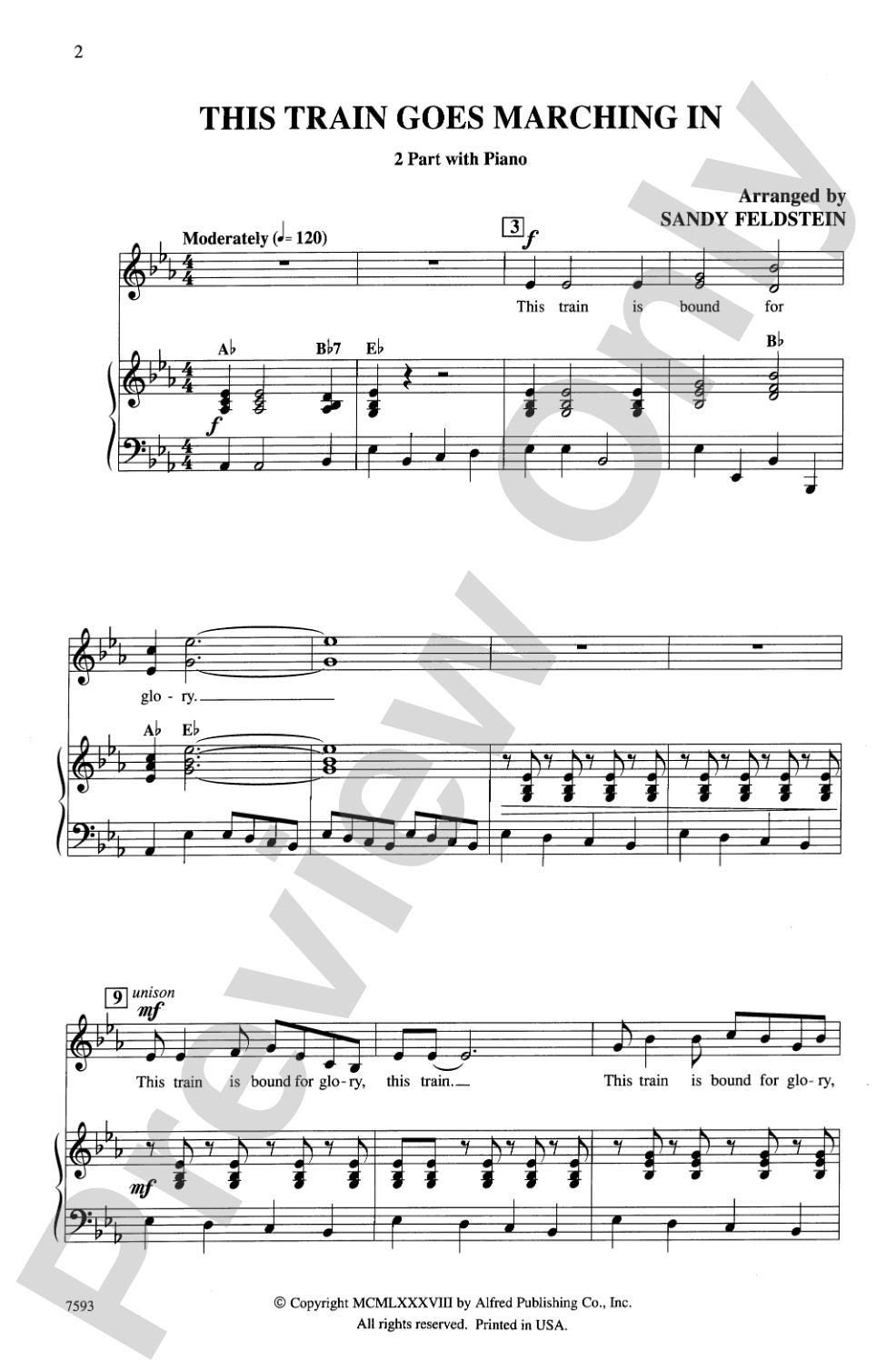 This Train Goes Marching In: 2-Part Choral Octavo
