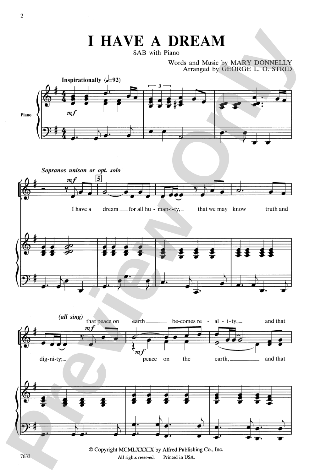 I Have a Dream: 3-Part Mixed, etc. Choral Octavo