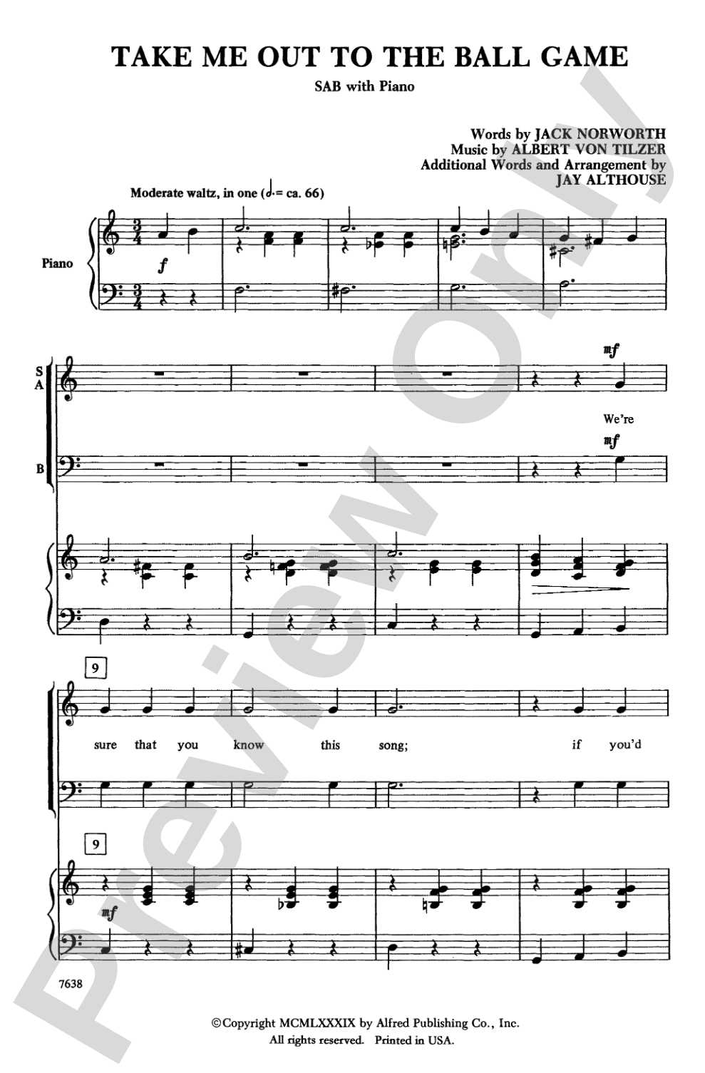 Take Me Out to the Ball Game: SAB Choral Octavo
