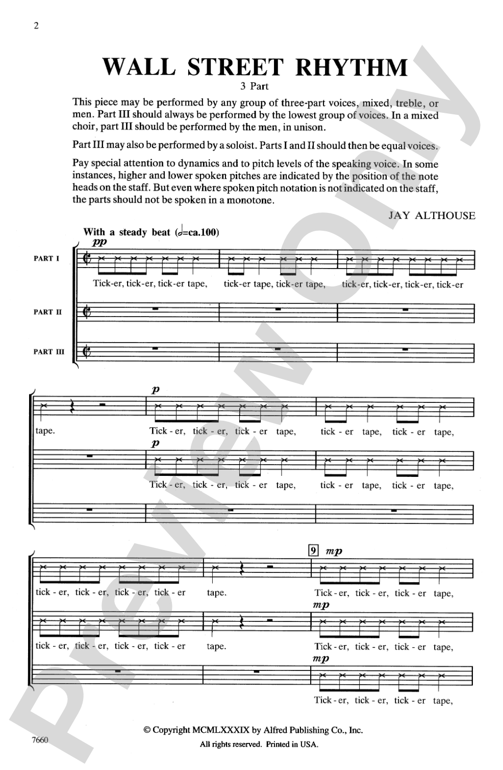 Wall Street Rhythm: 3-Part (any combination) Choral Octavo