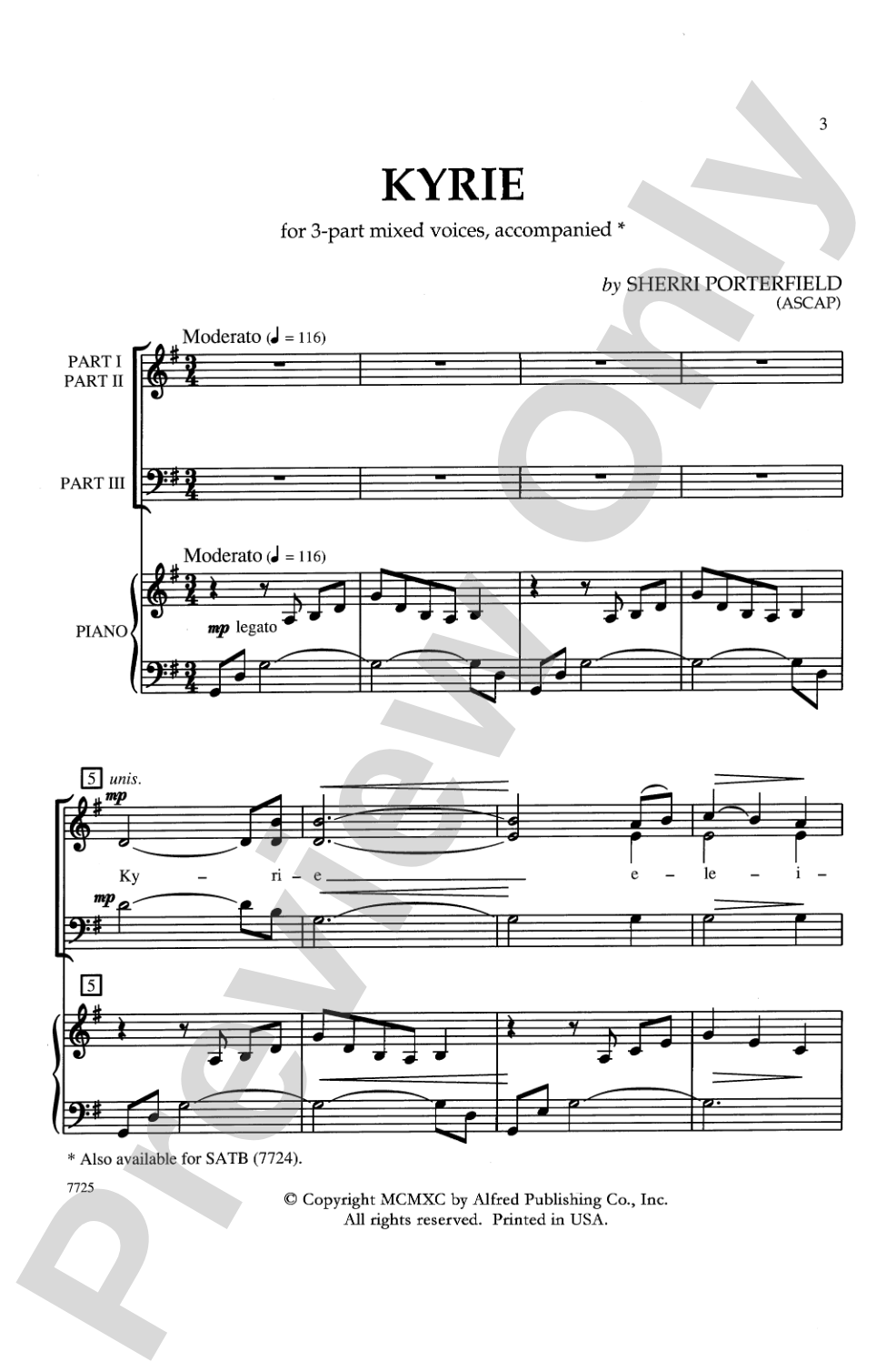 Kyrie: 3-Part Mixed Choral Octavo