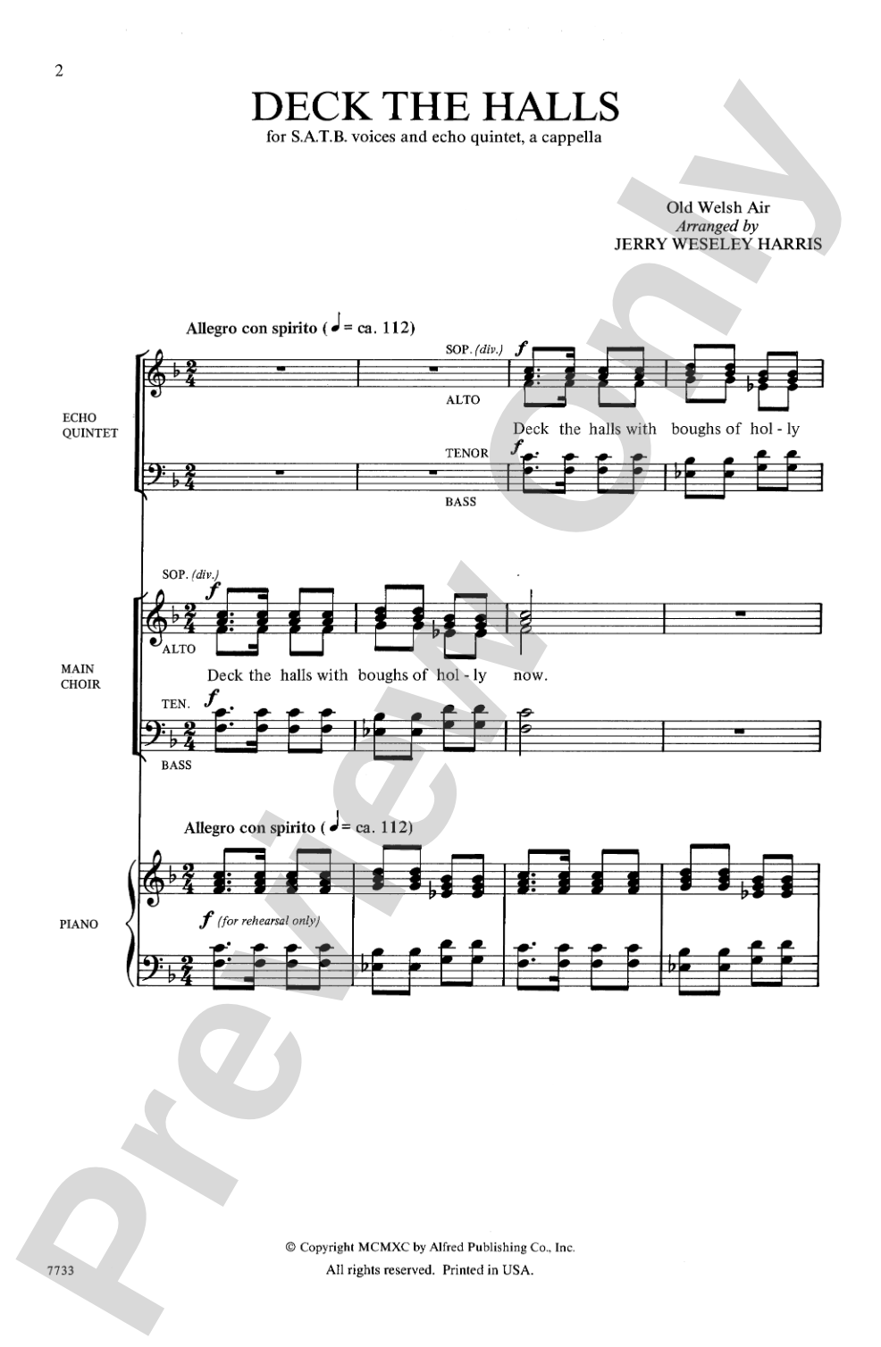 Deck the Halls: SATB (with Echo Quintet), <I>a cappella</I> Choral Octavo