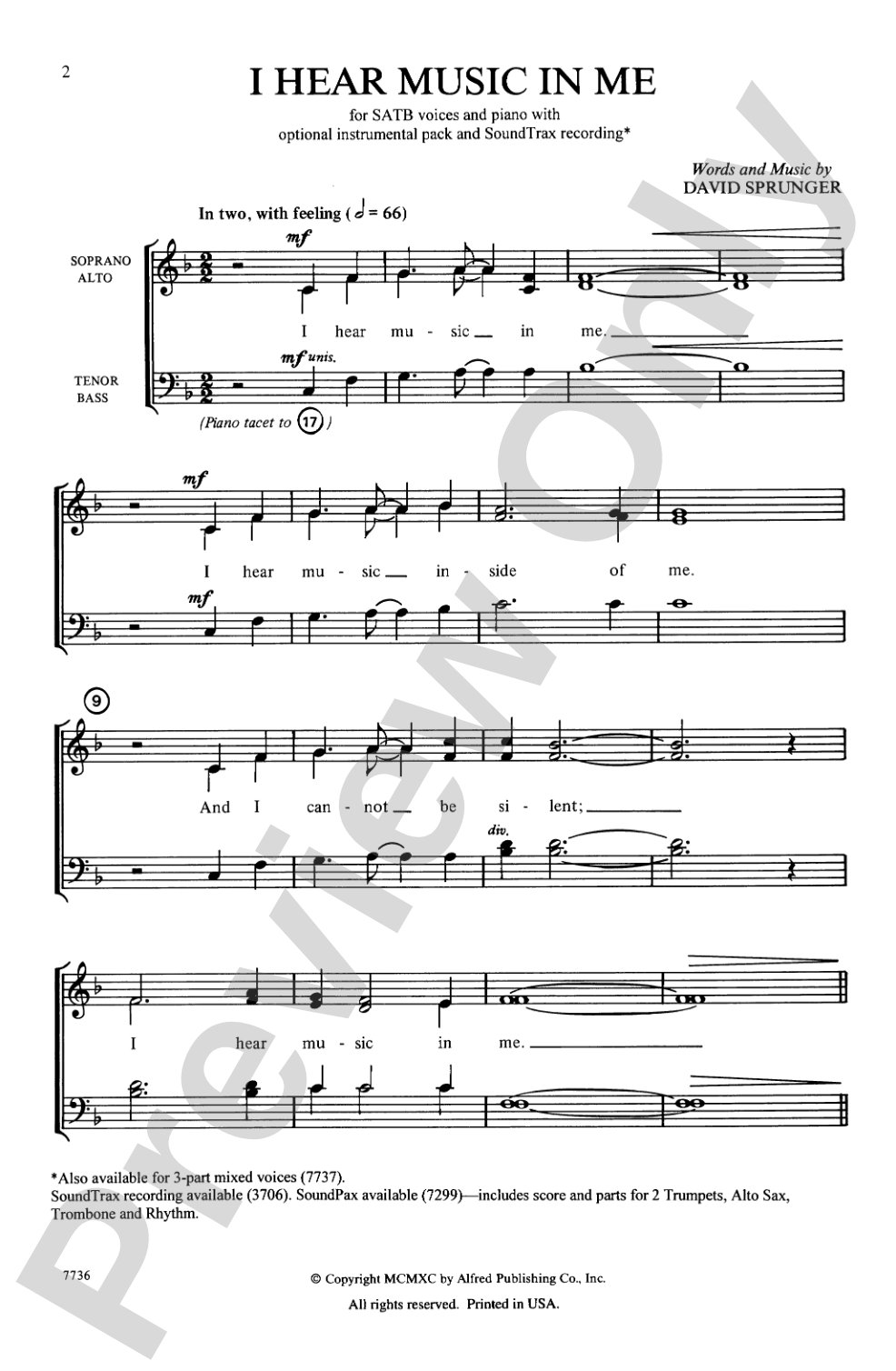 I Hear Music in Me: SATB Choral Octavo