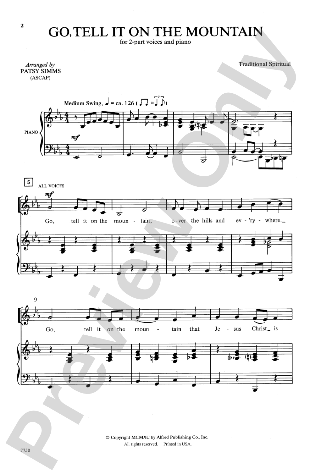 Go Tell It on the Mountain: 2-Part Choral Octavo