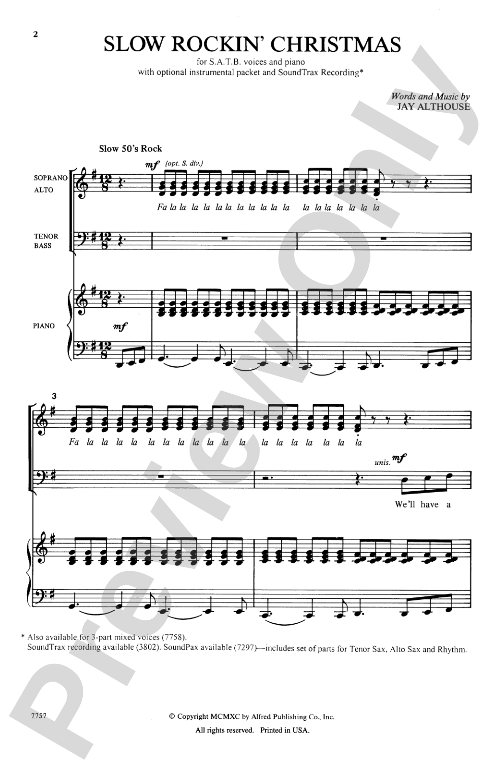 Slow Rockin' Christmas: SATB Choral Octavo