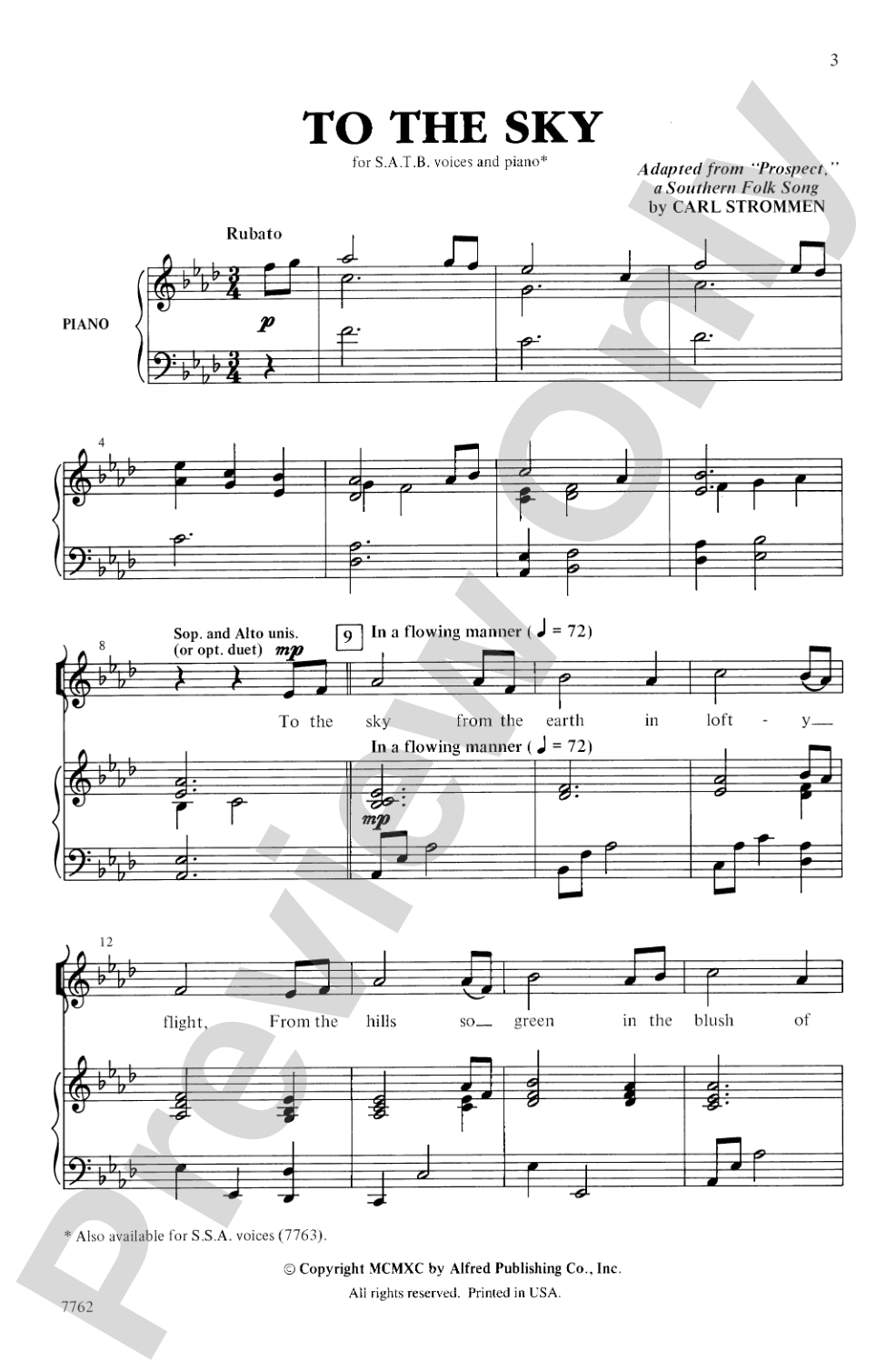To the Sky: SATB Choral Octavo