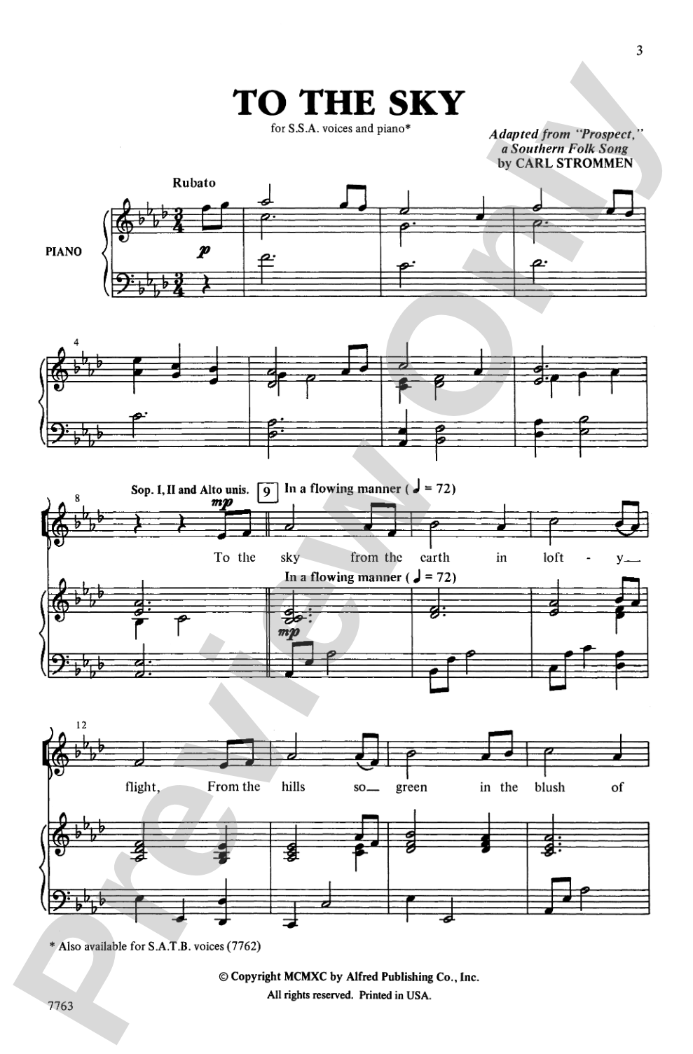 To the Sky: SSA Choral Octavo