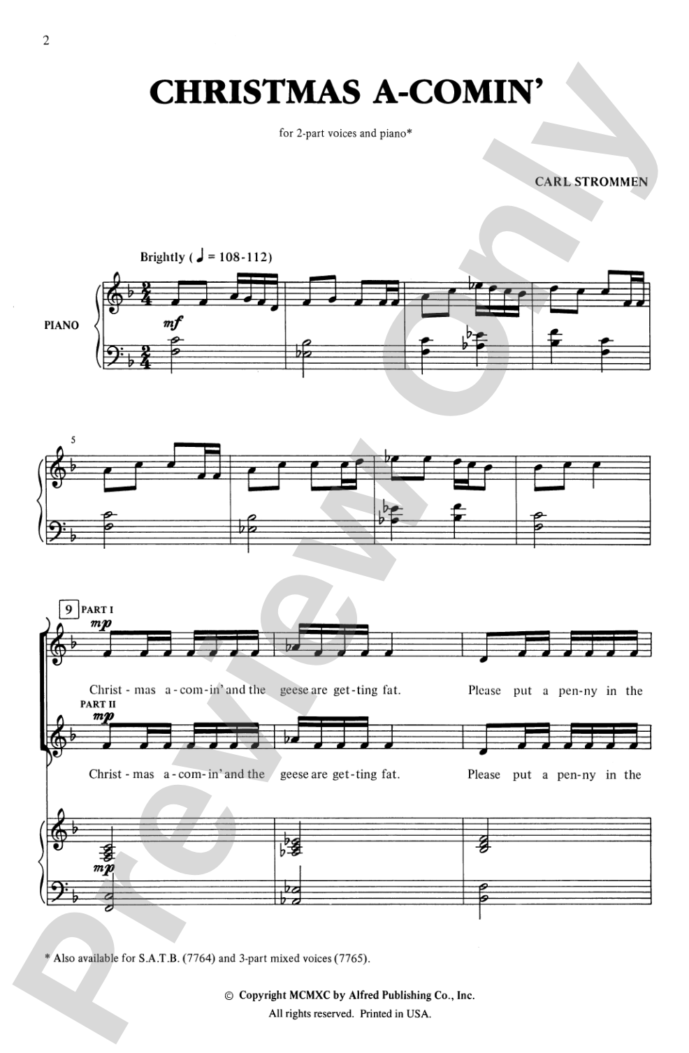Christmas A-Comin': 2-Part Choral Octavo