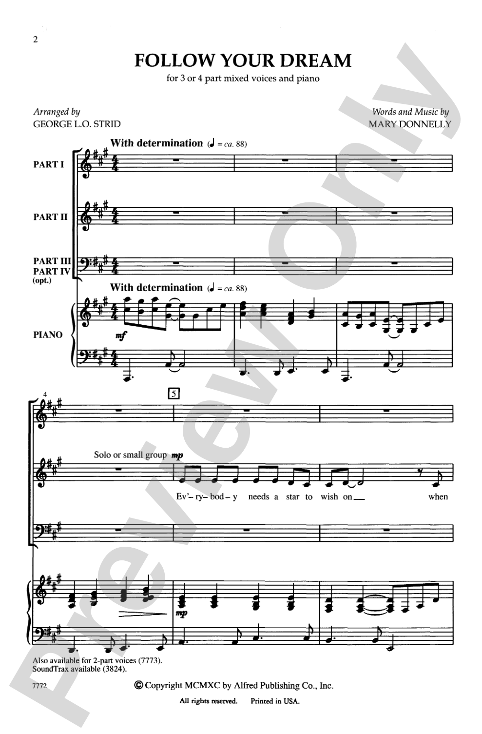 Follow Your Dream: 3- or 4-Part Choral Octavo