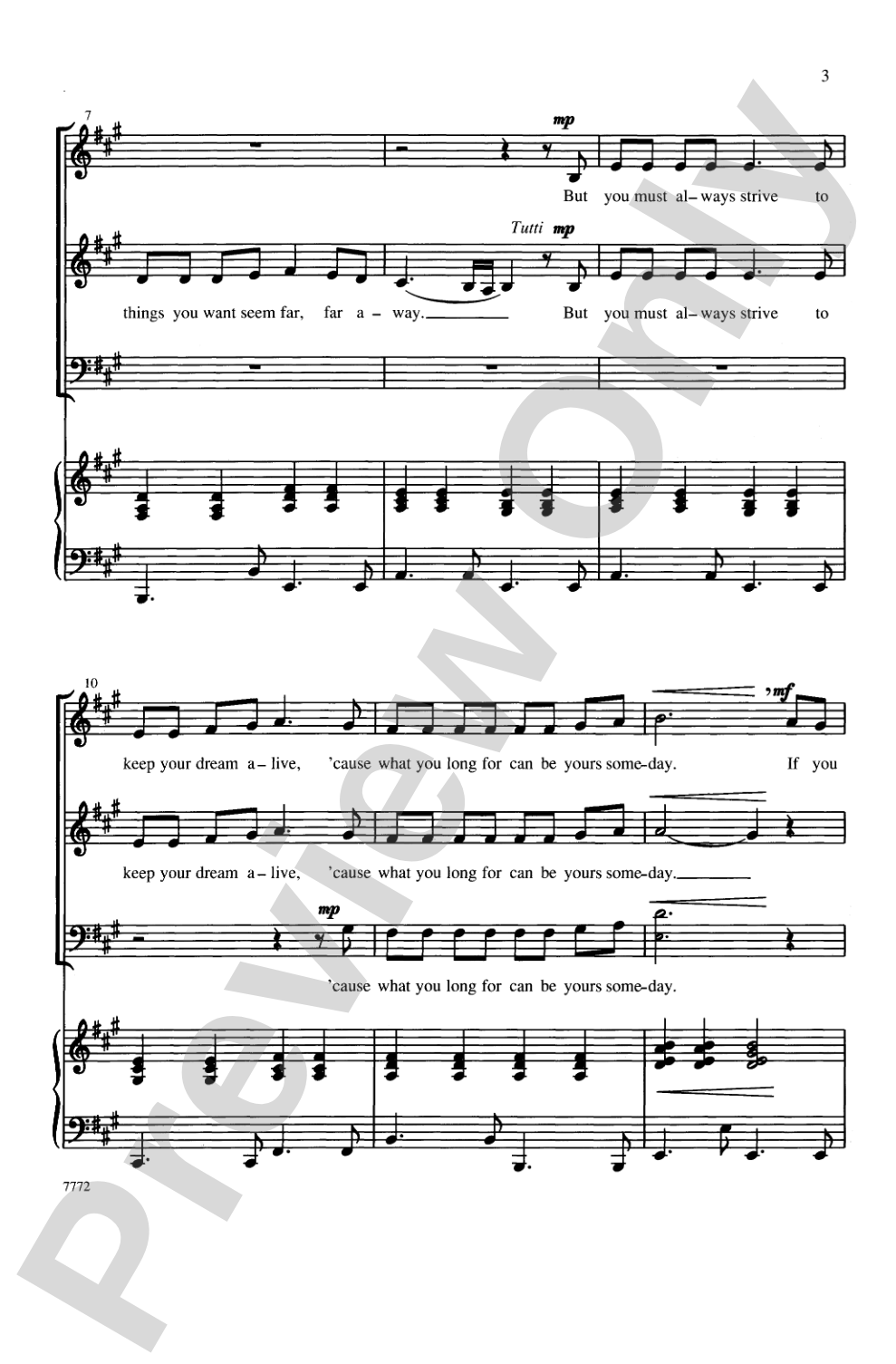 Follow Your Dream: 3- or 4-Part Choral Octavo