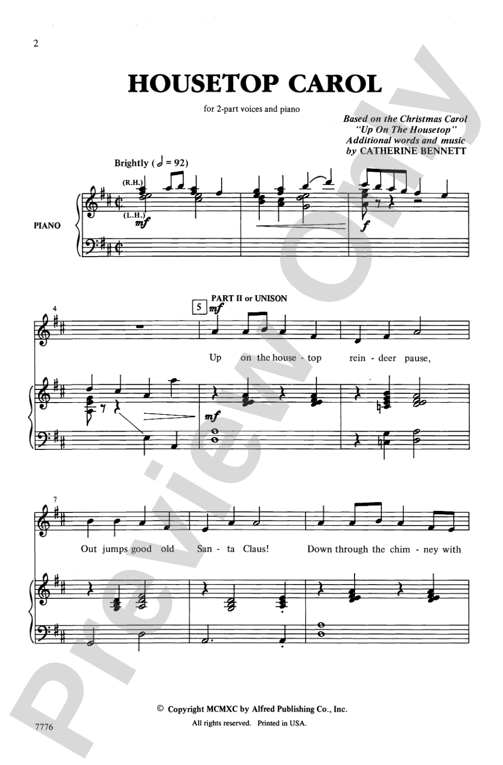 Housetop Carol: 2-Part Choral Octavo